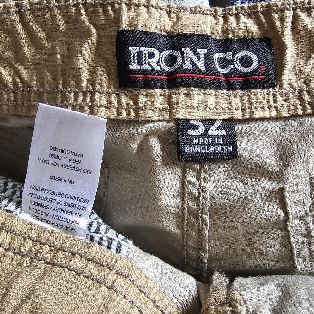 Iron Co Khaki Cargo Shorts Sz 32 - Picture 2 of 10